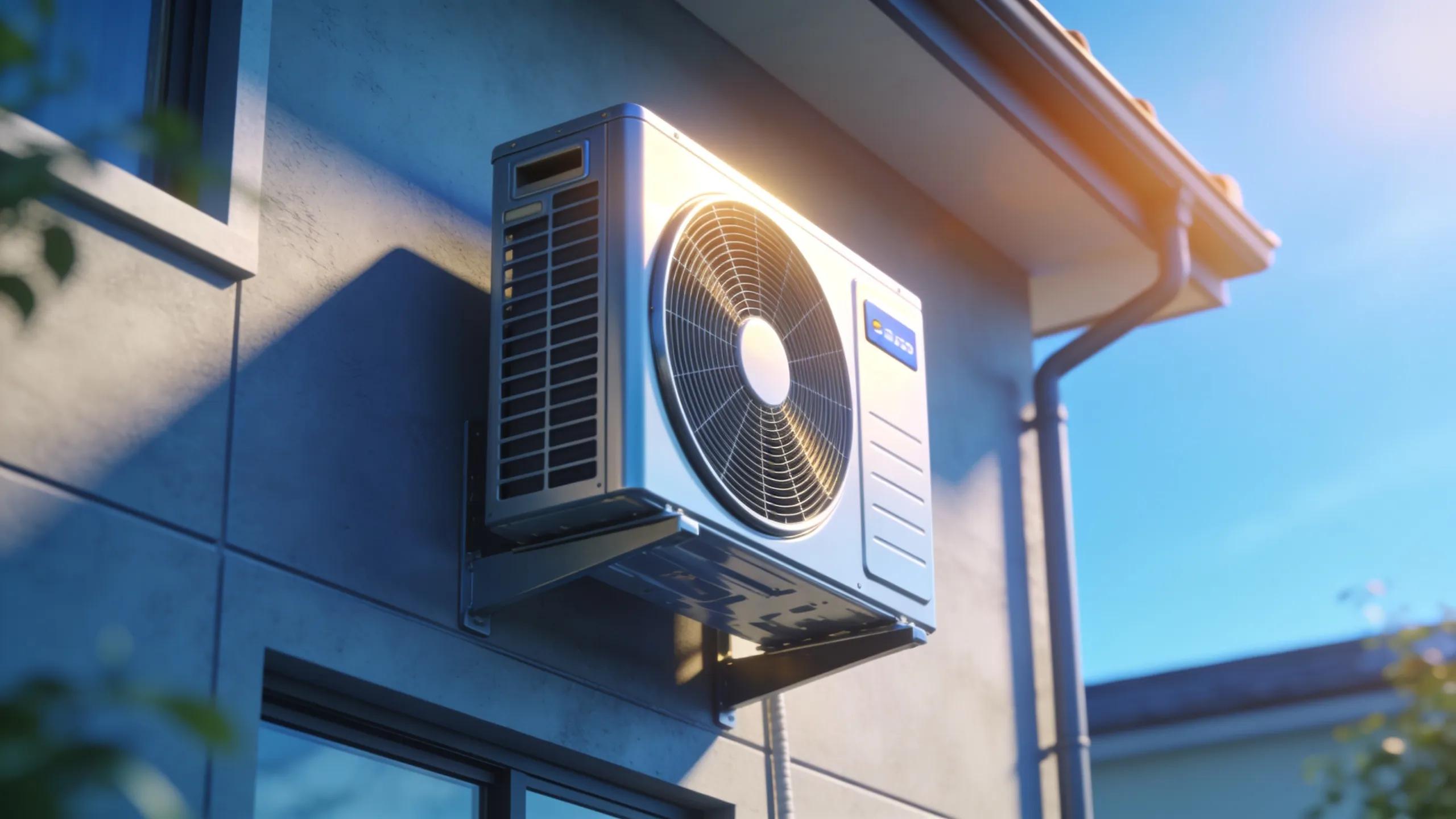 Modern air conditioning unit in a residential setting, emphasizing summer comfort